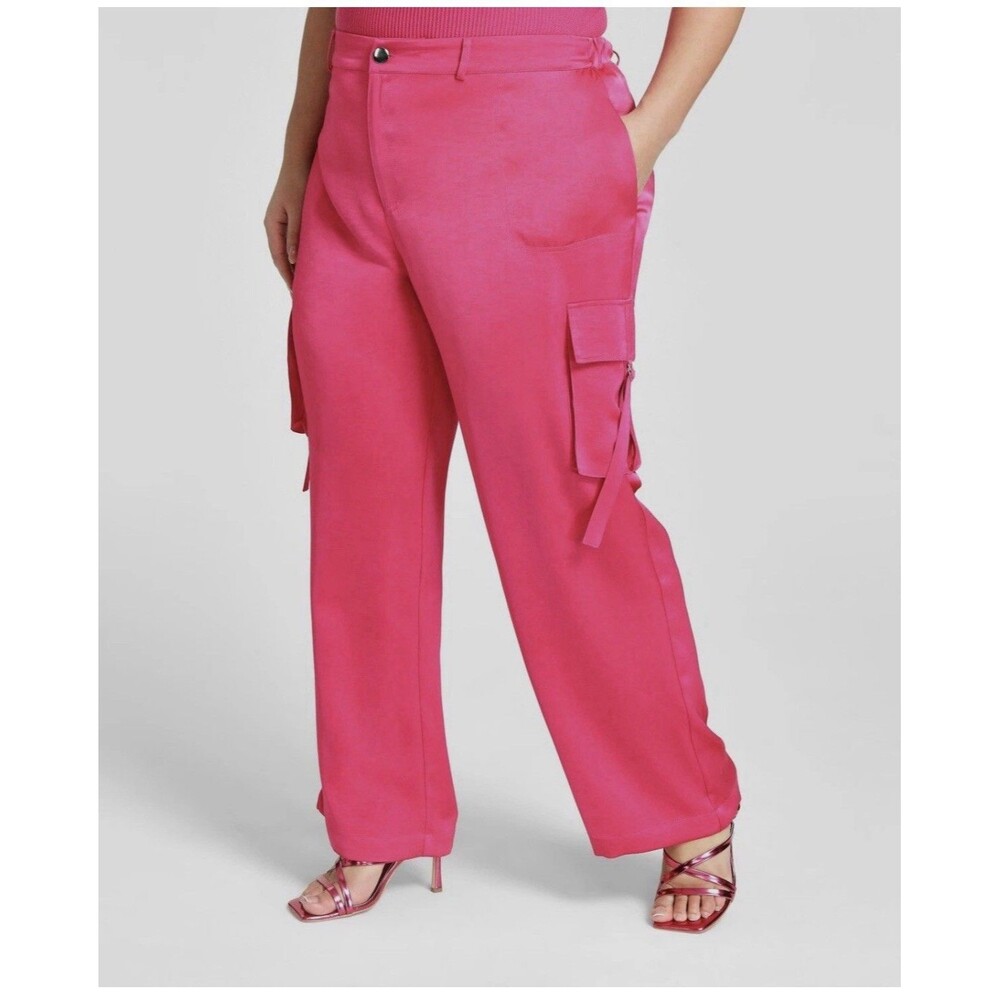 Nina Parker Women's Pink Trendy Straight-Leg Cargo Pants, Plus Size 26W New